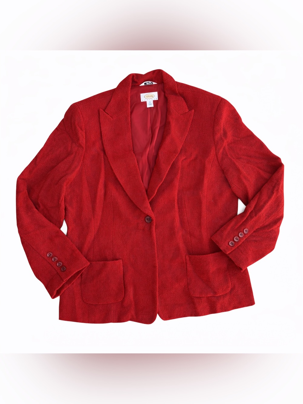 Talbots Vintage Red Wool Blend Bouclé Blazer
